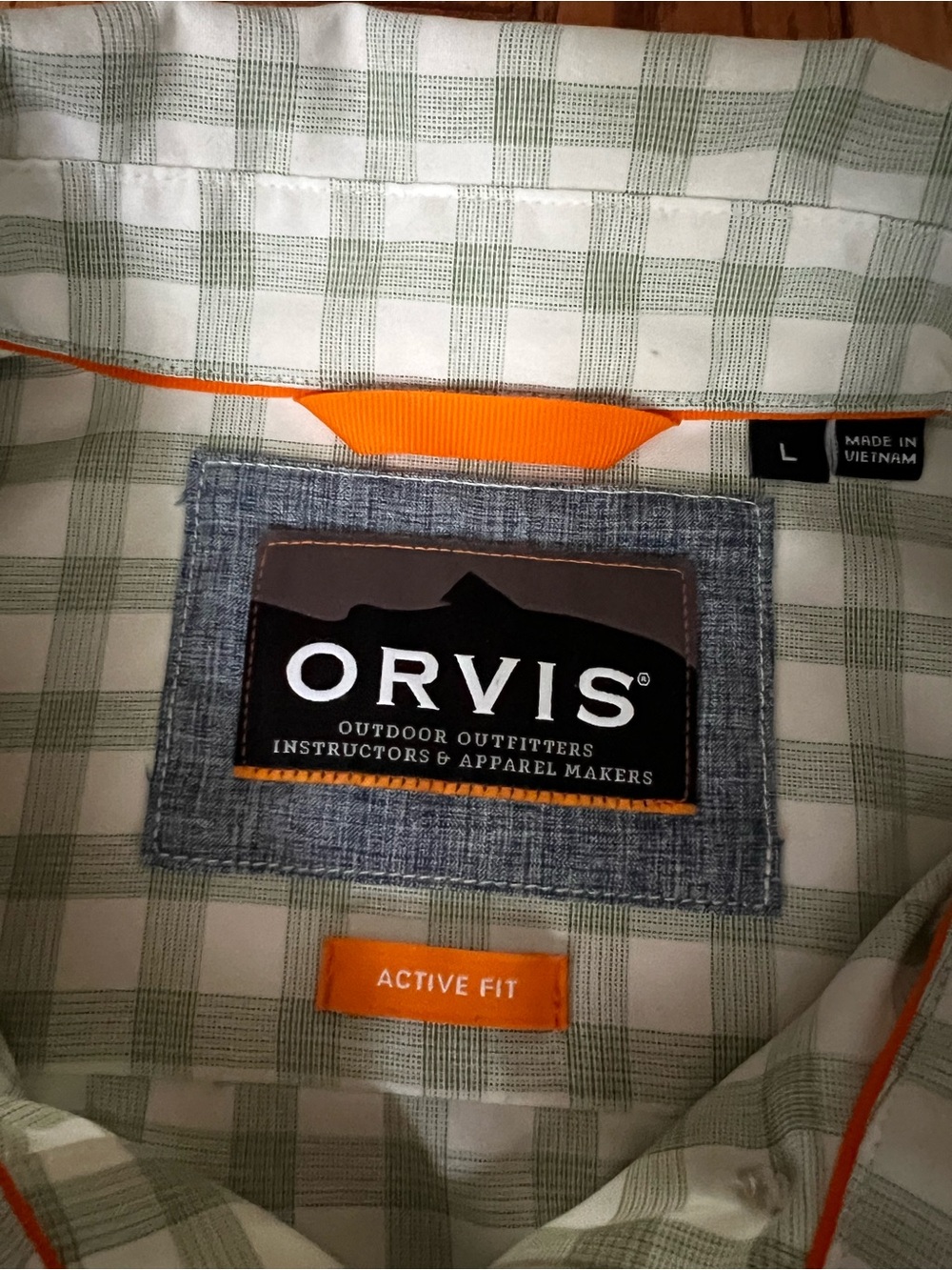 Orvis Light Green Plaid Button-Down Technical Work Shirt - Picture 5 of 11